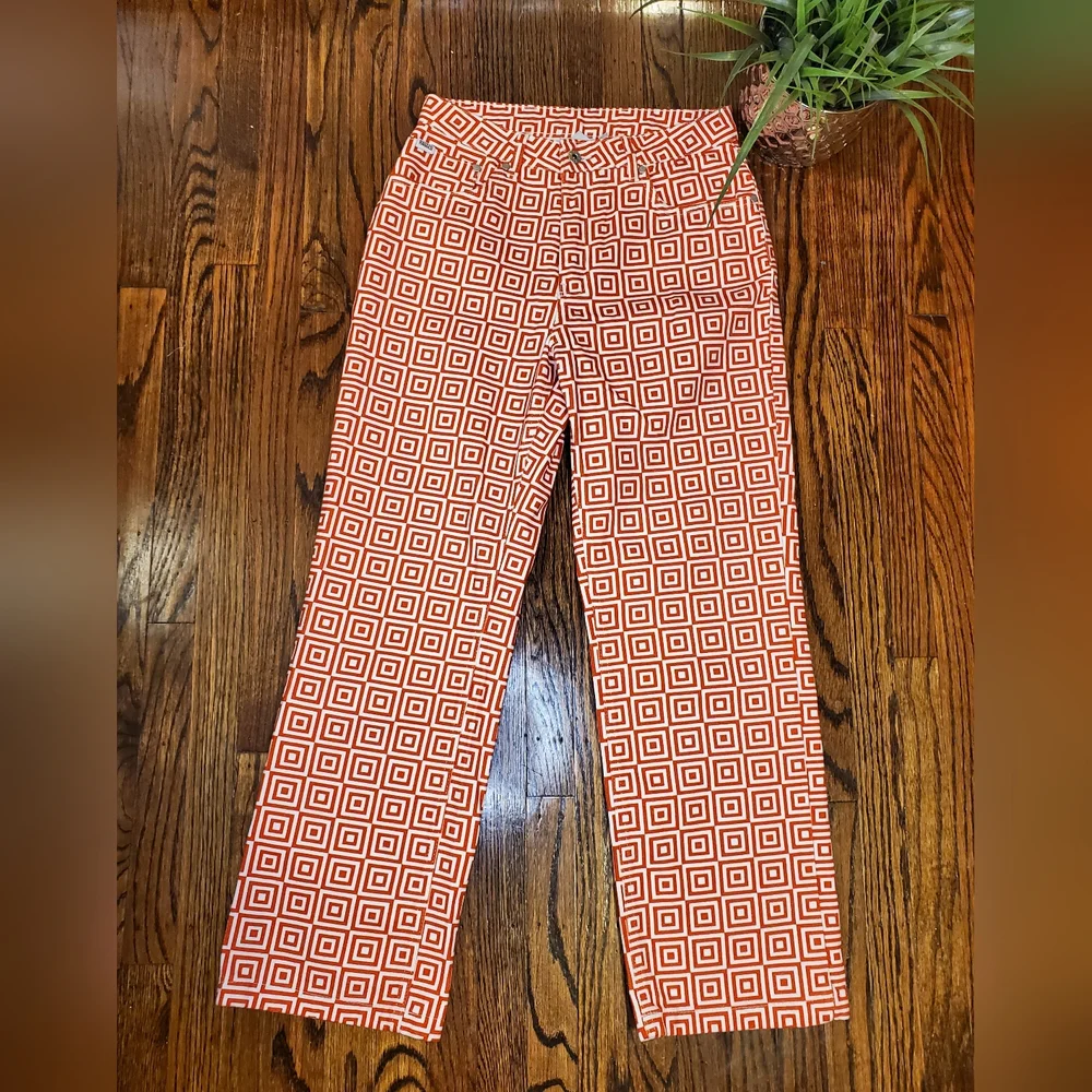 Ragged Priest Jeans Womens 30 Straight Denim High Waist Ankle Red Y2k Geo - Picture 3 of 13